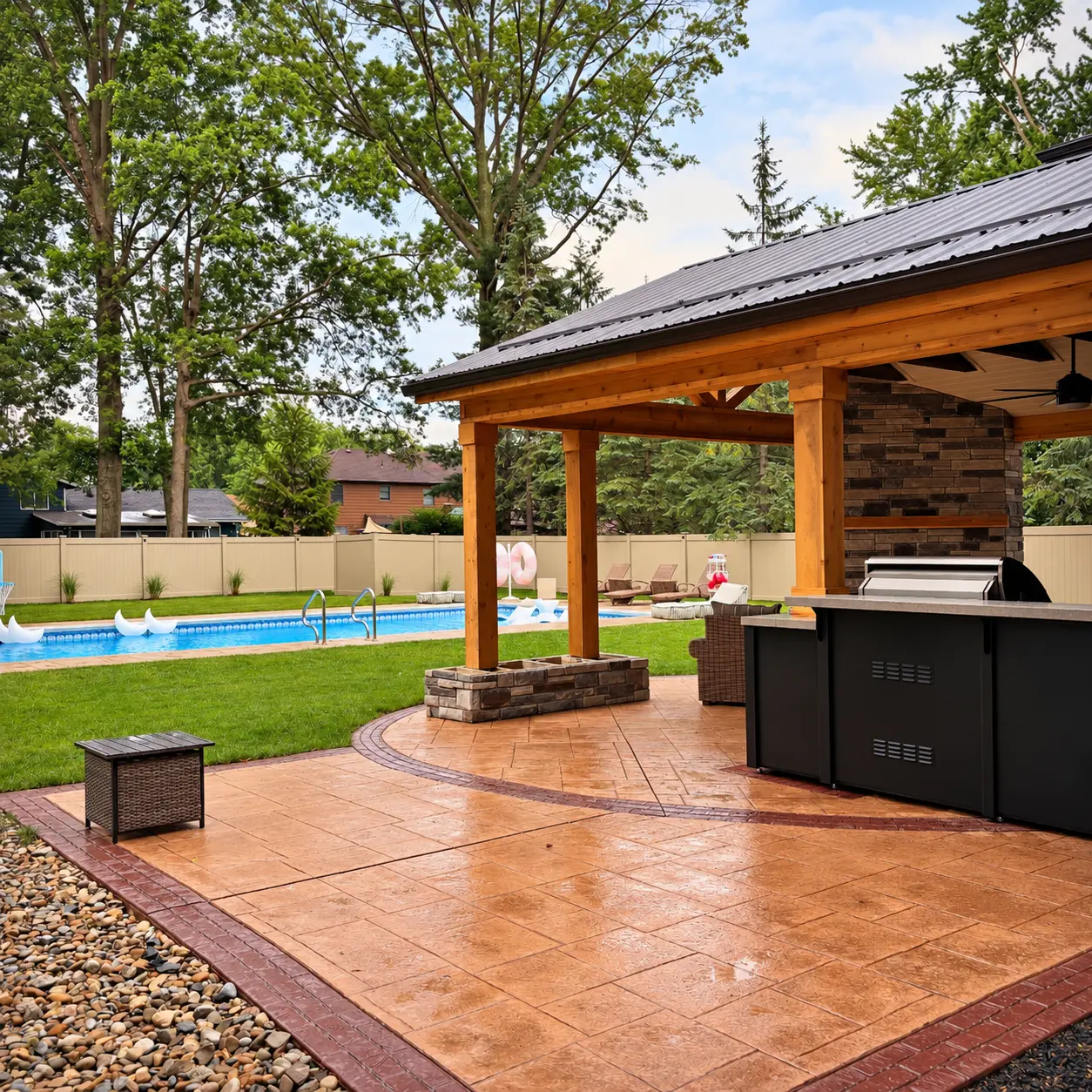 Sample complete backyard transformation viewed from above